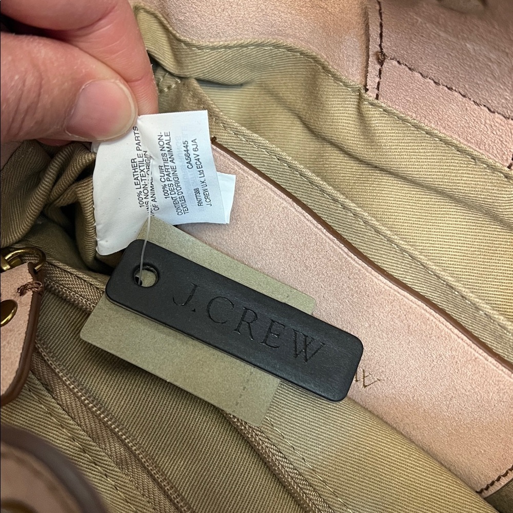 J.CREW SUEDE BUCKET BAG CROSSBODY BLUSH WITH BRASS HANDLES - Picture 16 of 17